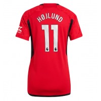 Camisa de Futebol Manchester United Rasmus Hojlund #11 Equipamento Principal Mulheres 2023-24 Manga Curta